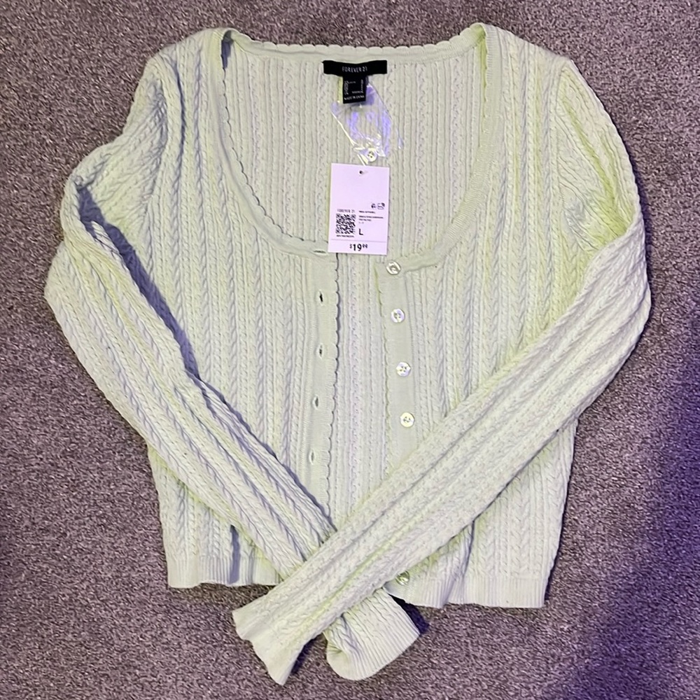 forever 21 sage green women’s crop cardigan